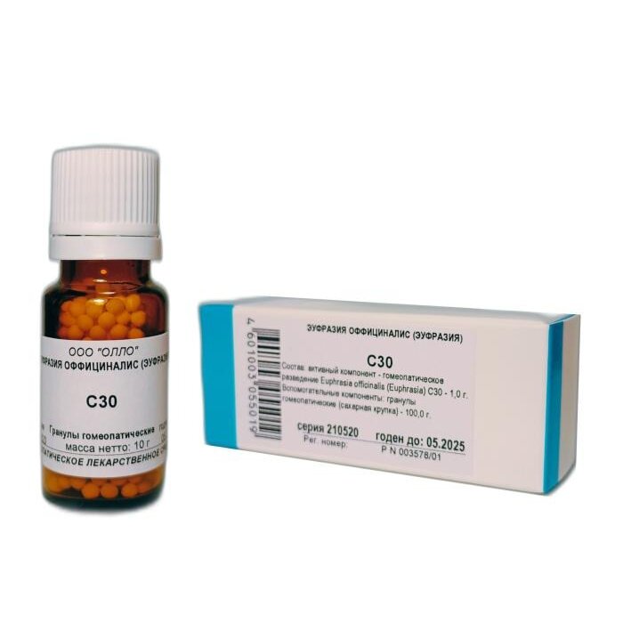 Эуфразия Оффициналис С30 гранулы гомеопатические 10 г