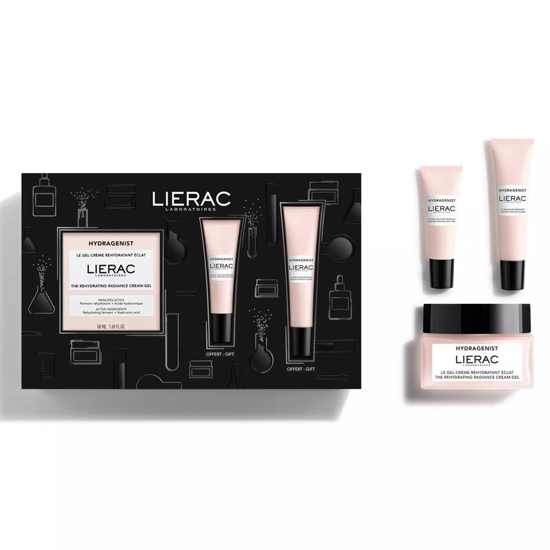 Набор Lierac hydragenist: крем-гель увлажняющий 50 мл + сыворотка увлажняющая 15 мл.+ крем для кожи контура глаз 7,5 мл