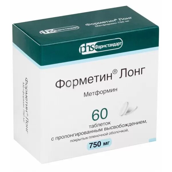 Форметин Лонг таблетки с пролонгированным высвобождением 750 мг 60 шт.
