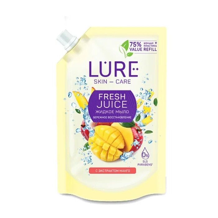 Мыло жидкое Lure skin-kare с экстрактом манго дой-пак 380 мл