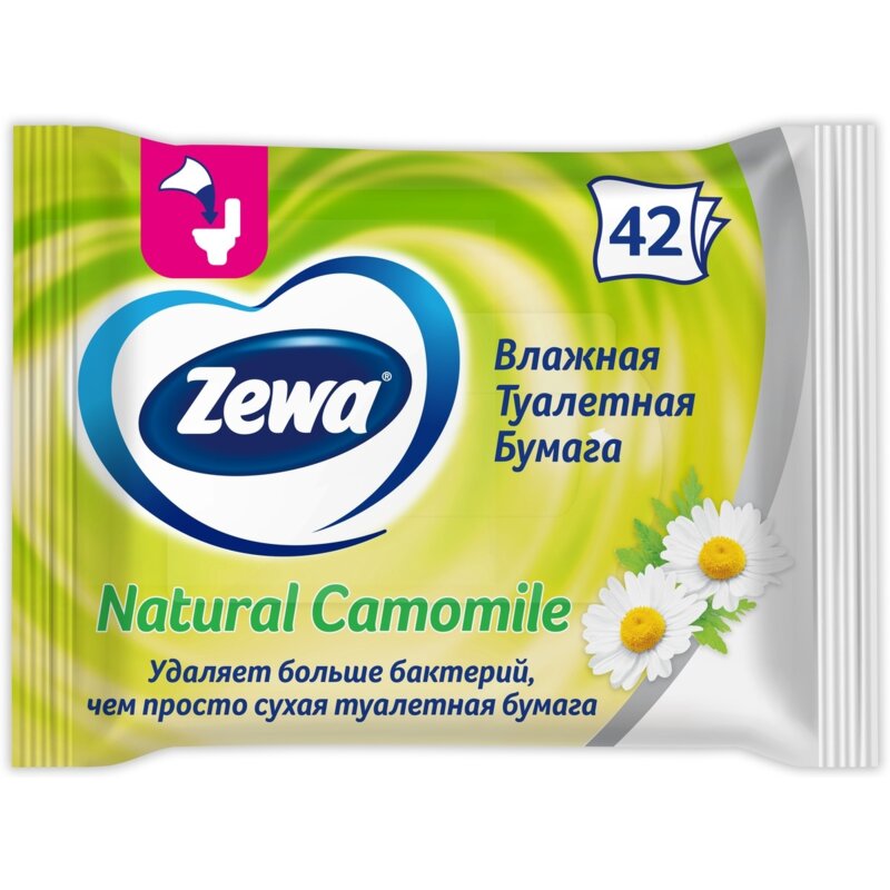 Влажная туалетная бумага Zewa Ромашка 42 шт.