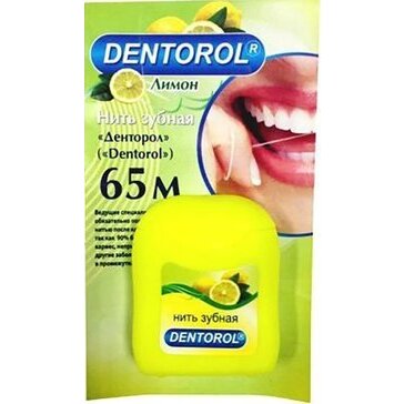 Зубная нить Dentorol вощеная Лимон 65 м