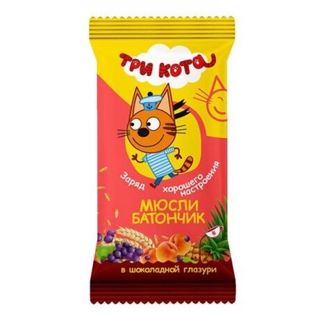 Батончик мюсли Три кота (абрикос/злаки в мол. глазури) 40г