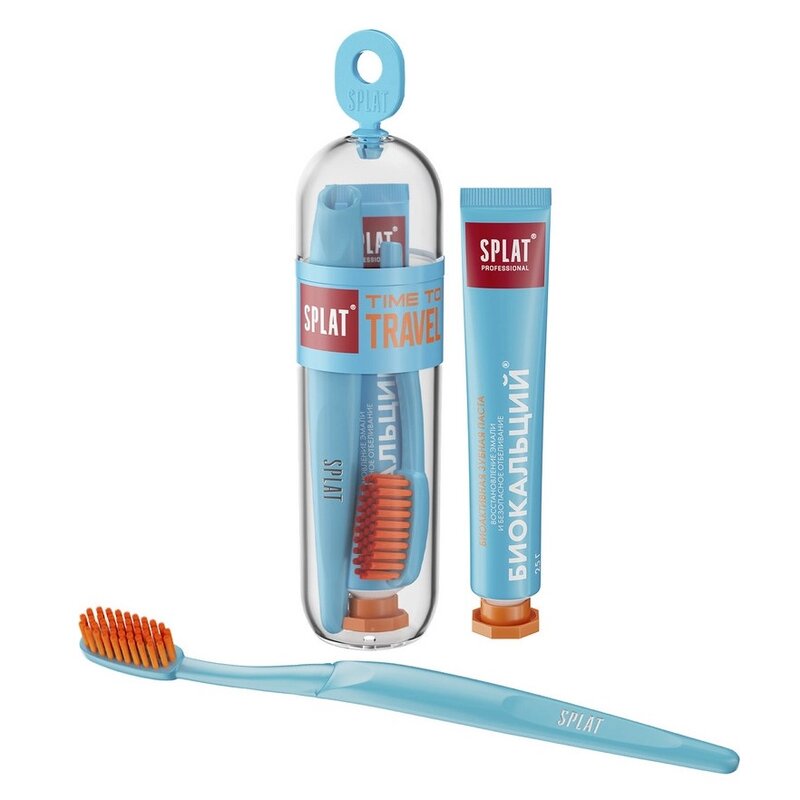 Набор дорожный Splat Professional Travel: зубная паста Биокальций 25 г + зубная щетка средняя
