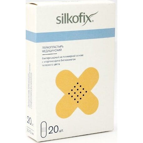Лейкопластырь Silkofix бактерицидный полимерный телесный 25х72мм 20 шт.