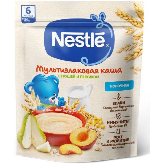 Каша молочная Nestle (Нестле) мультизлаковая с грушей и персиком с 6 мес 200 г