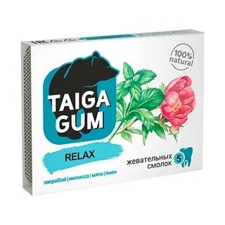 Смолка жевательная Taiga gum relax без сахара 0.8 г 5 шт.