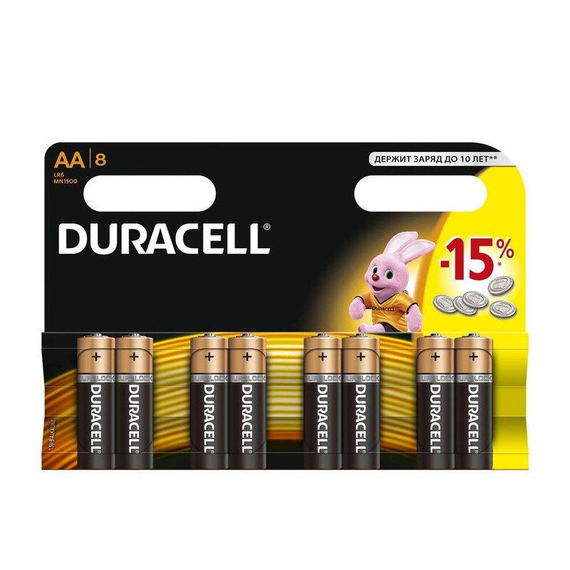 Duracell батарейка basic aa 8 шт.