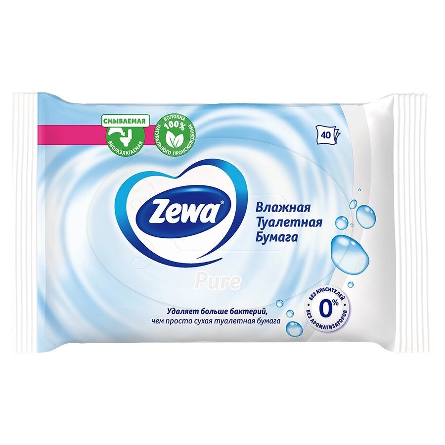 Бумага туалетная влажная Zewa pure 40 шт.