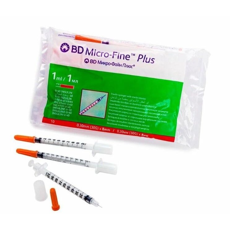 Шприц инсулиновый BD Micro-Fine+ U-100 с иглой 0,33x12,7 мм 29G 1 мл 10 шт.
