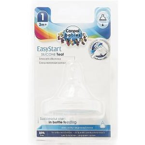 Соска молочная силиконовая для бутылочек с широким горлом Canpol babies медленный поток 3 месяца + 1 шт.