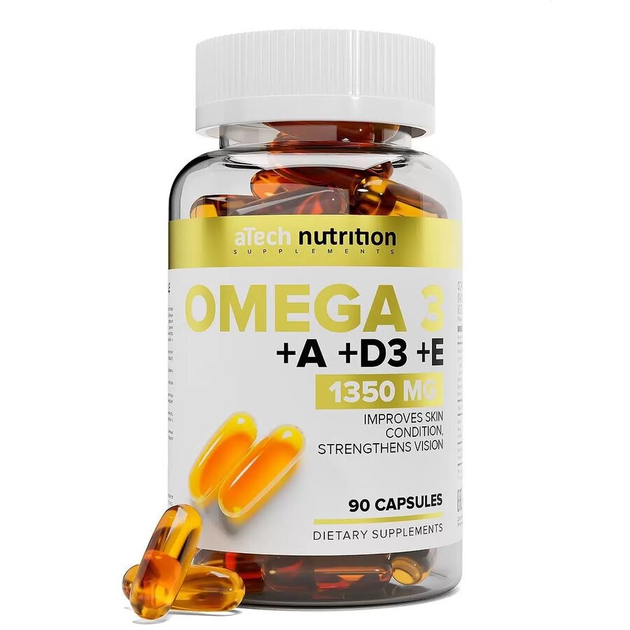 Омега 3 и витамины А/Д3/Е aTech Nutrition капсулы 1350 мг 90 шт.