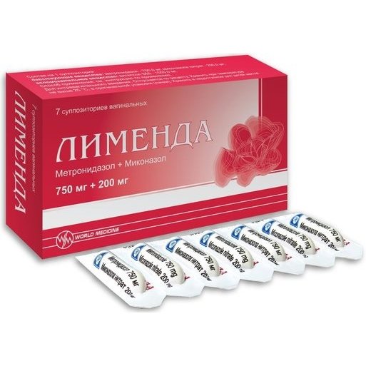 Лименда суппозитории вагинальные 750 мг+200 мг 7 шт.