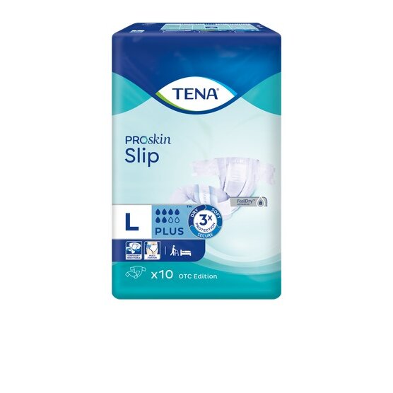 Подгузники дышащие TENA Slip Plus L (талия/бедра 96-144 см) 10 шт.