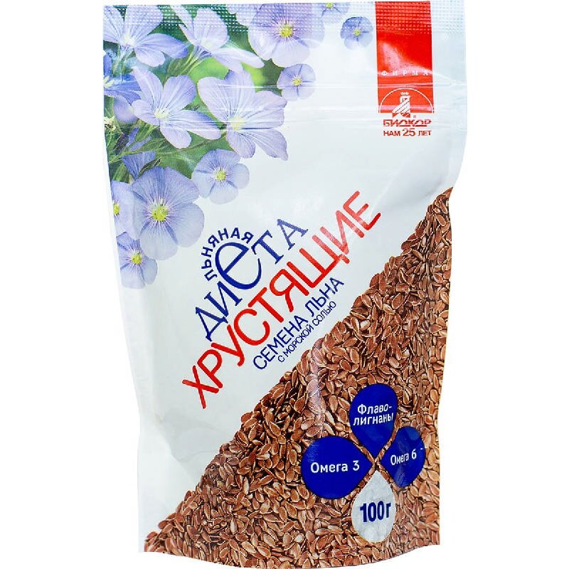 Льна семена хрустящие Биокор с морской солью 100 г