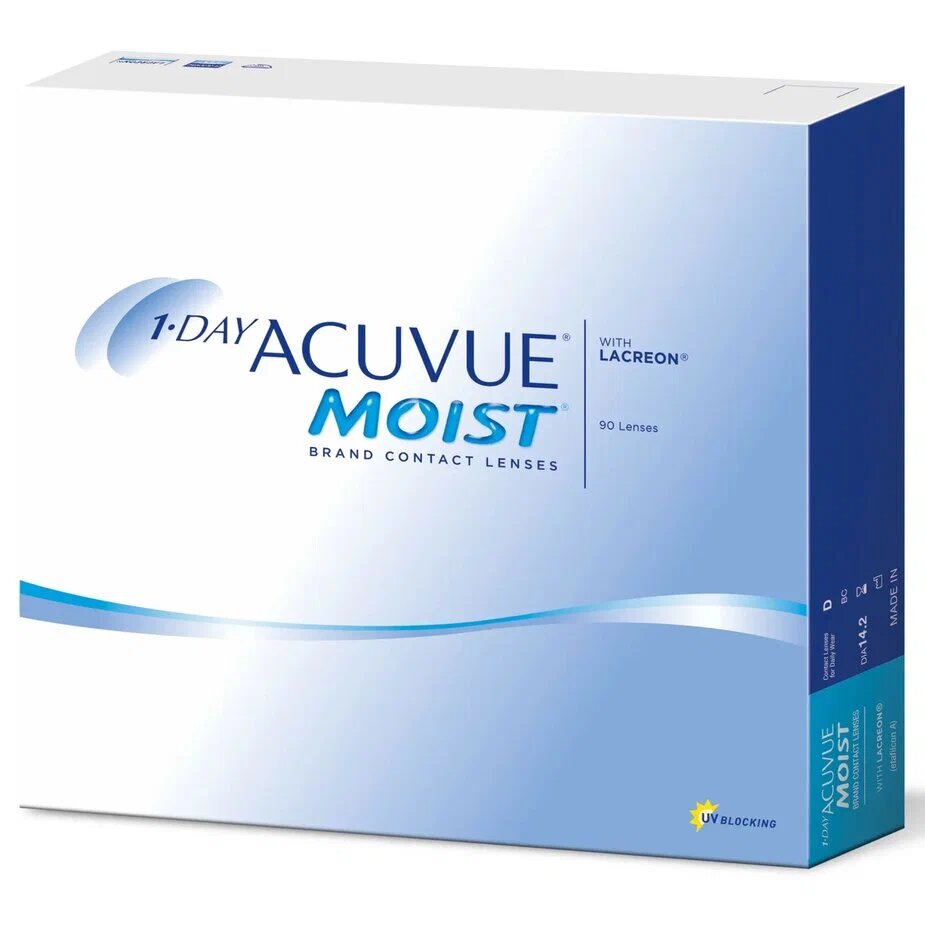 Линзы контактные Acuvue 1 day moist (8.5/-1,25) 90шт