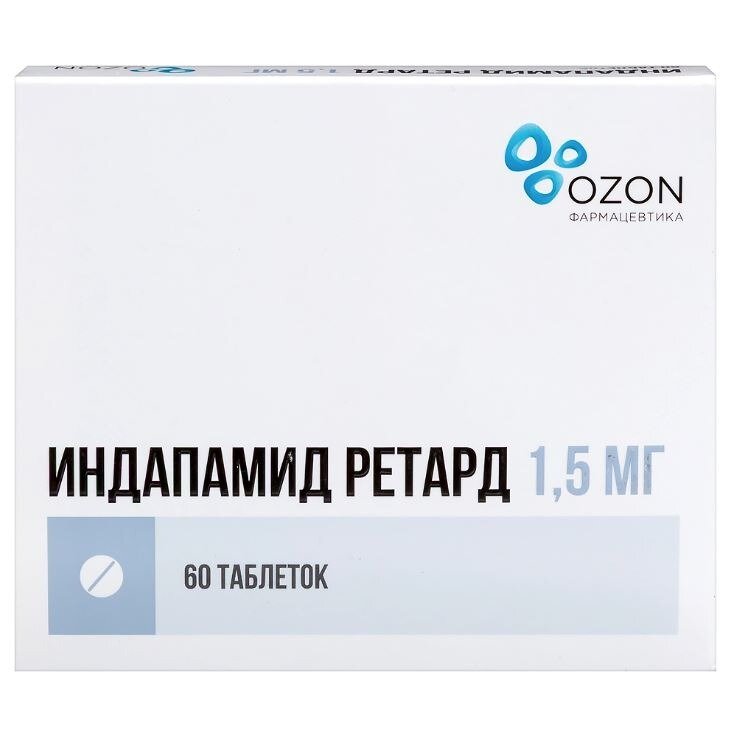 Индапамид Ретард таблетки с пролонгированным высвобождением 1,5 мг 60 шт.
