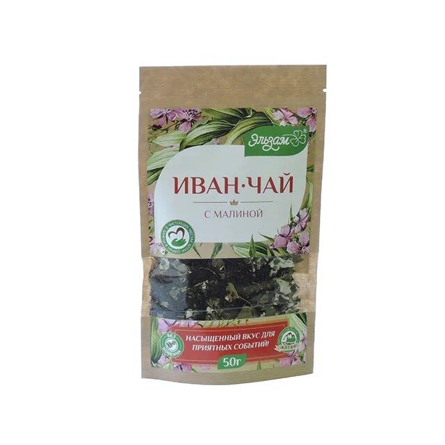 Иван-чай с листьями малины листовой Эльзам ферментированный крафт-пакет 50 г