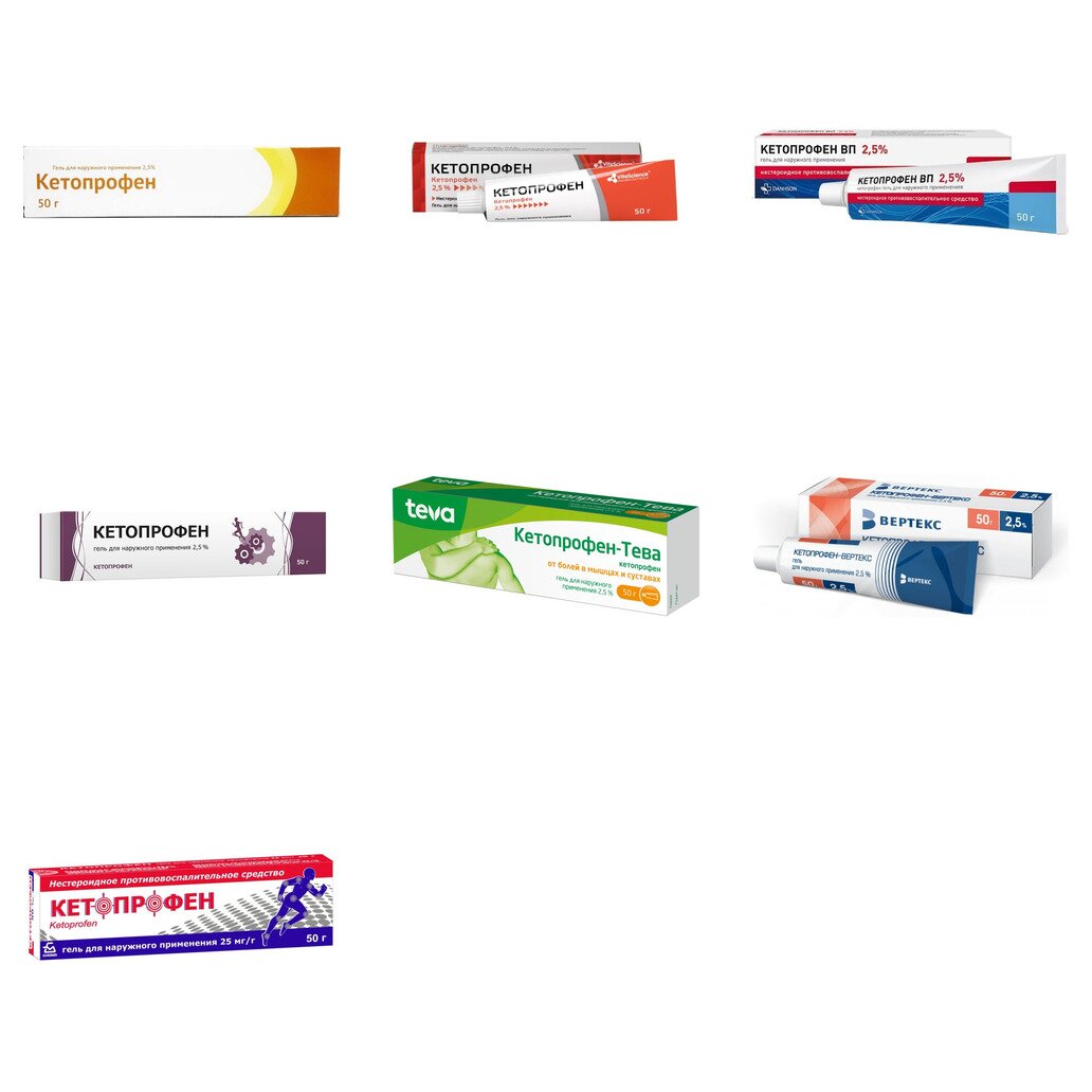 Кетопрофен гель 2,5% 50 г (любой производитель)