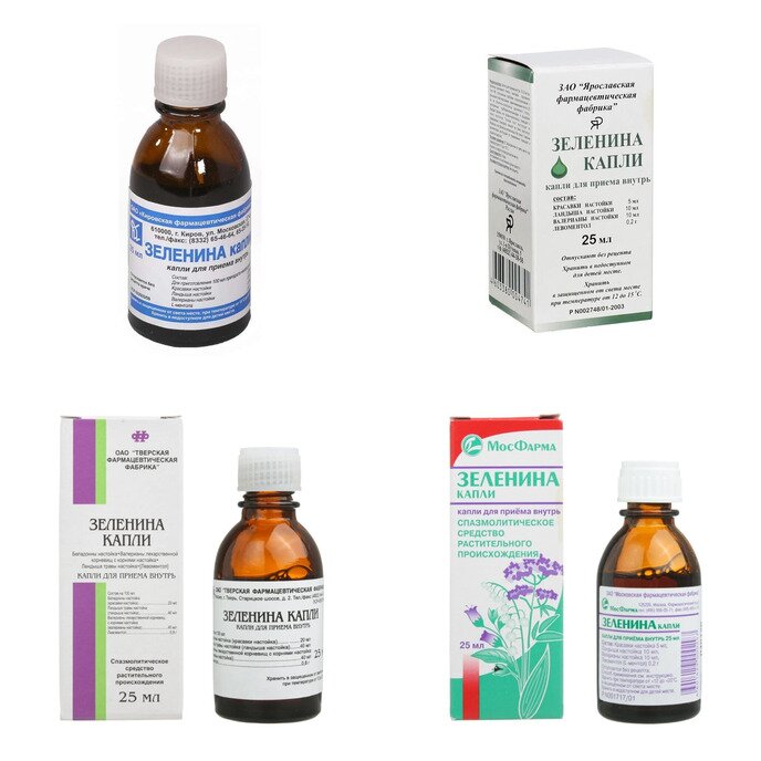 Зеленина капли для приема внутрь 25 мл (любой производитель)
