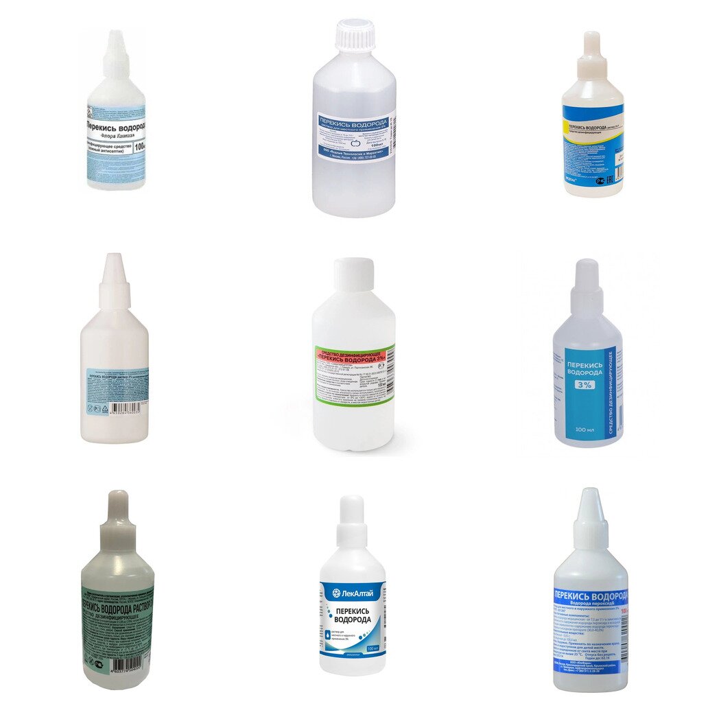 Перекись водорода раствор для местного и наружного применения 3% 100 мл (любой производитель)