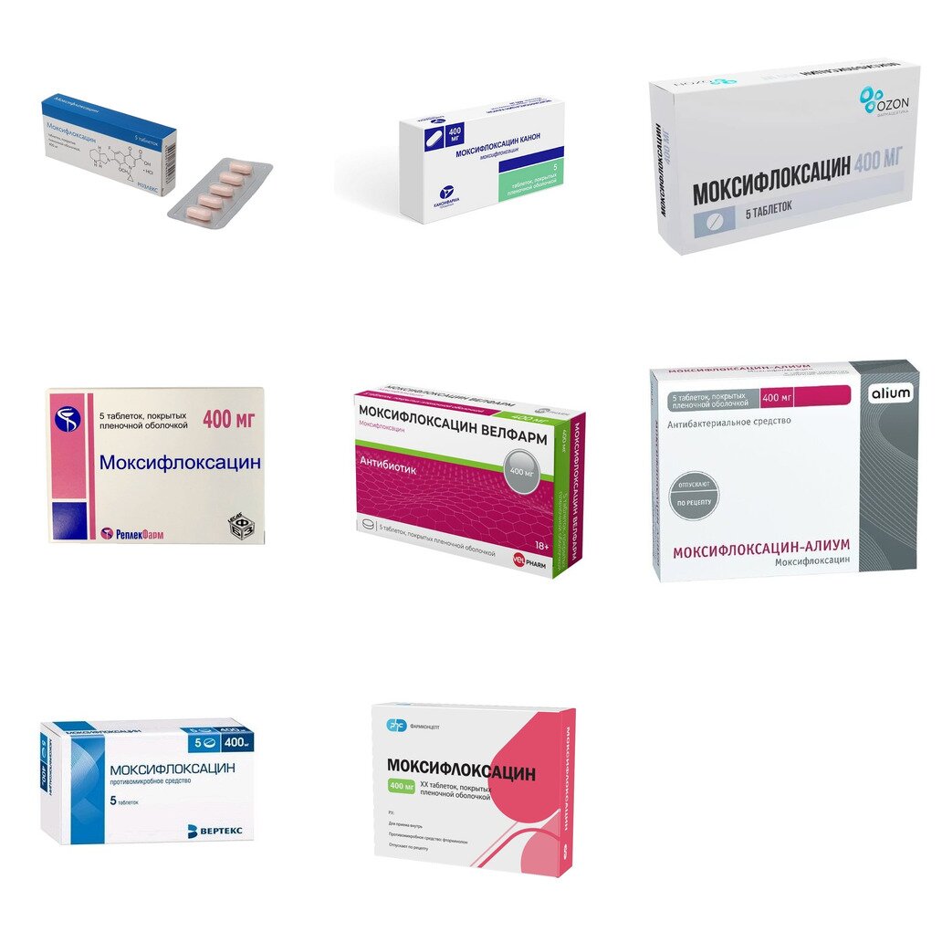 Моксифлоксацин таблетки 400 мг 5 шт. (любой производитель)