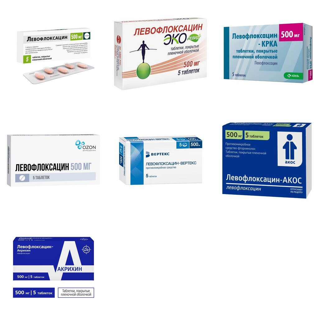 Левофлоксацин таблетки 500 мг 5 шт. (любой производитель)
