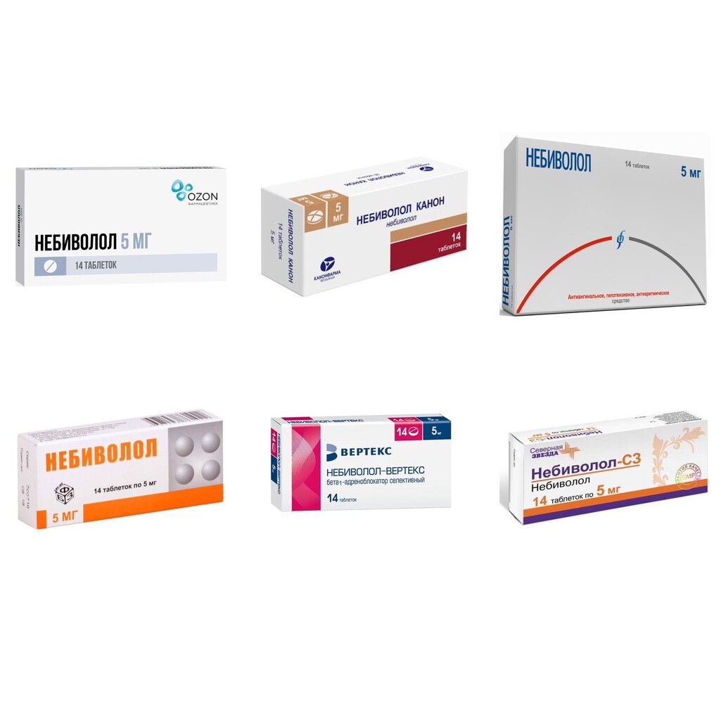 Небиволол таблетки 5 мг 14 шт. (любой производитель)