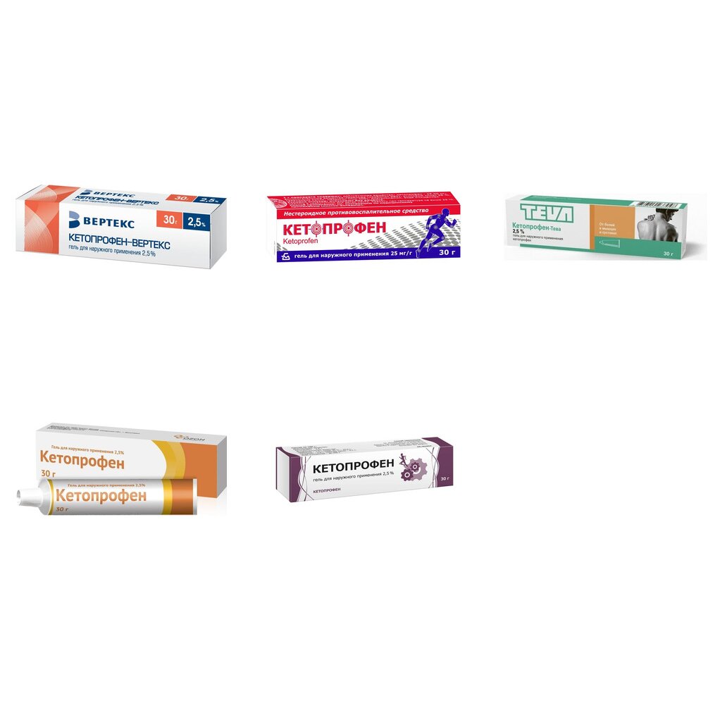 Кетопрофен гель 2,5% 30 г (любой производитель)