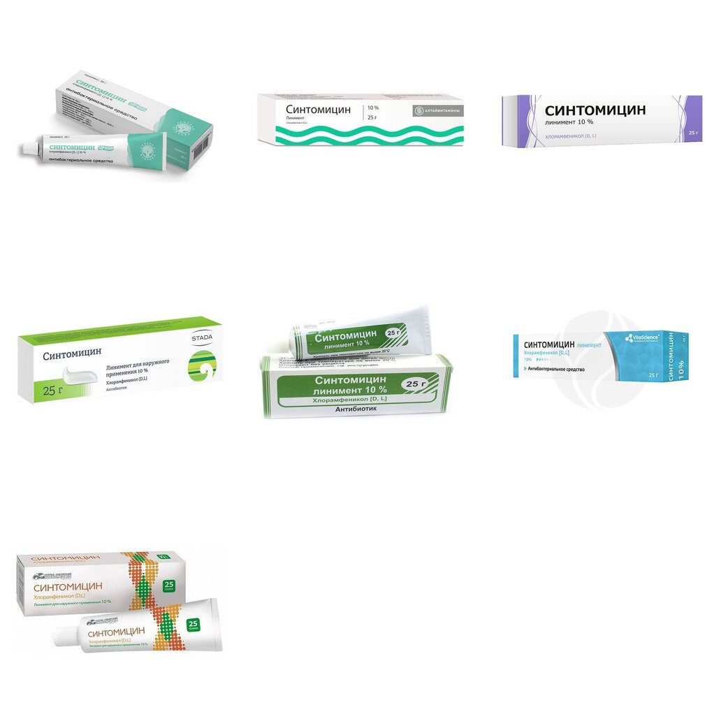 Синтомицин линимент 10% 25 г (любой производитель)