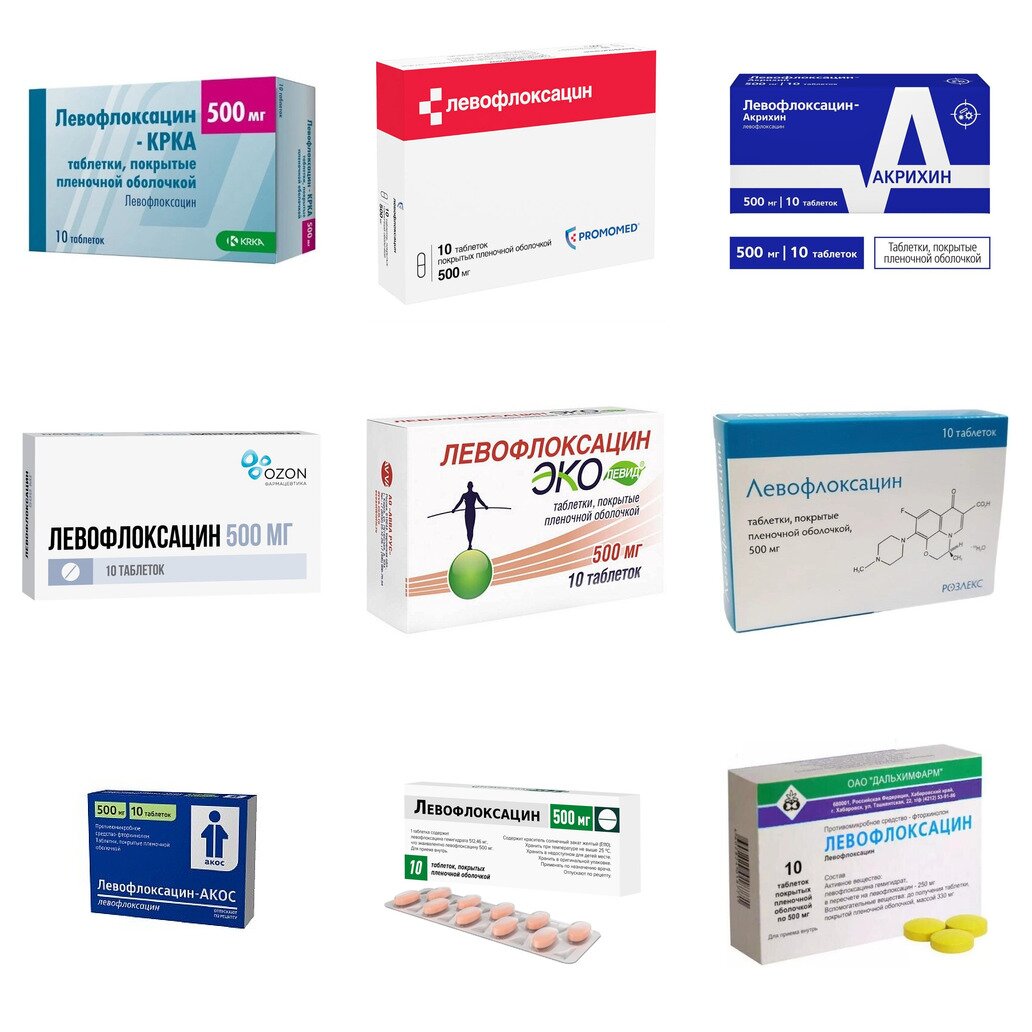 Левофлоксацин таблетки 500 мг 10 шт. (любой производитель)