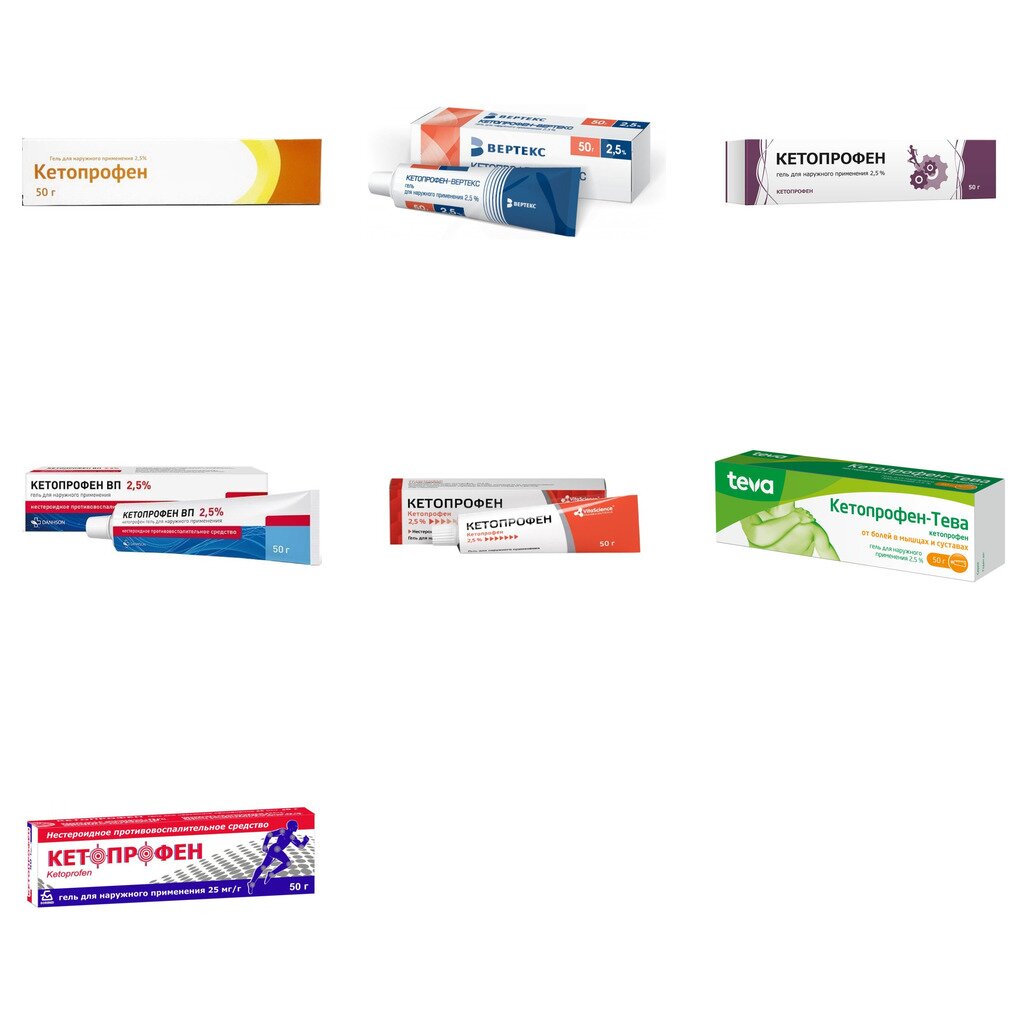 Кетопрофен гель 2,5% 50 г (любой производитель)