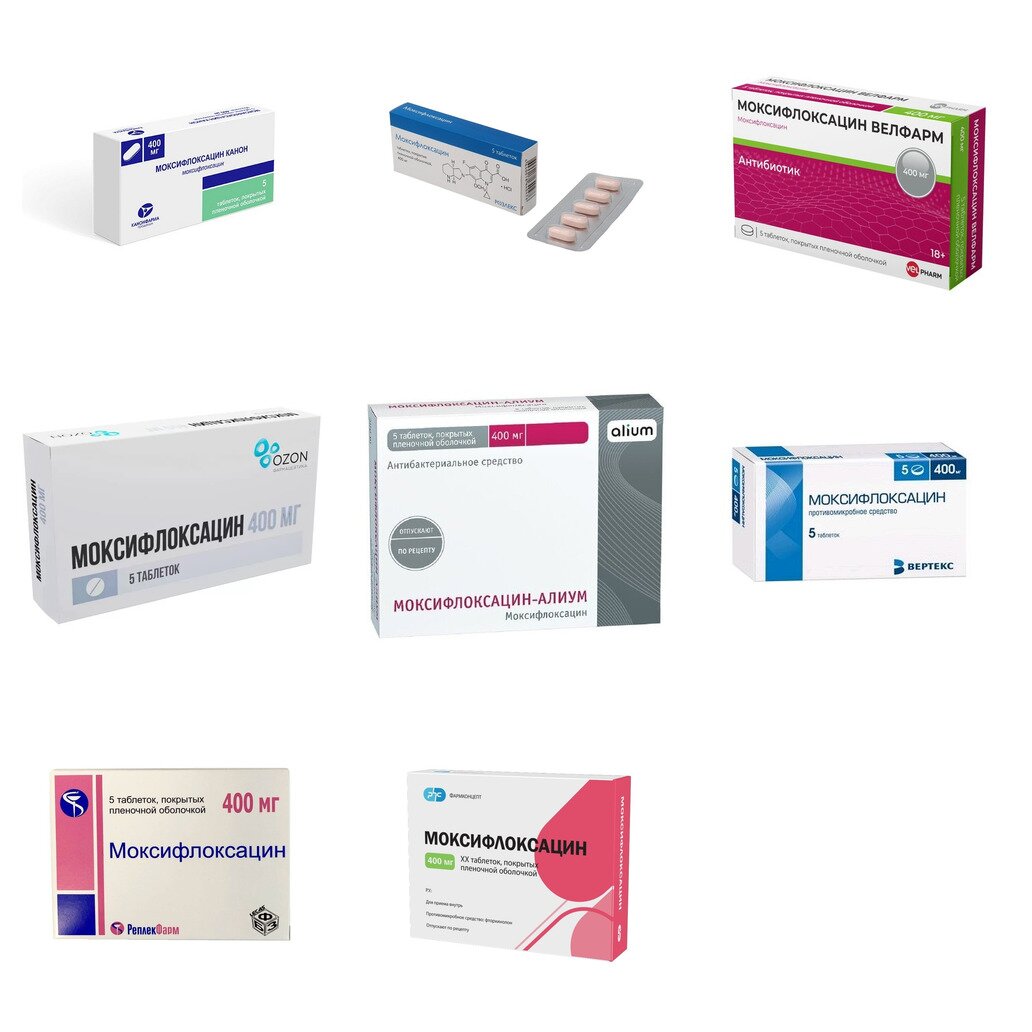 Моксифлоксацин таблетки 400 мг 5 шт. (любой производитель)