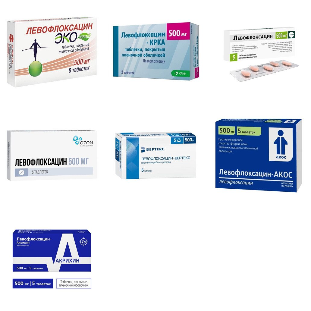 Левофлоксацин таблетки 500 мг 5 шт. (любой производитель)