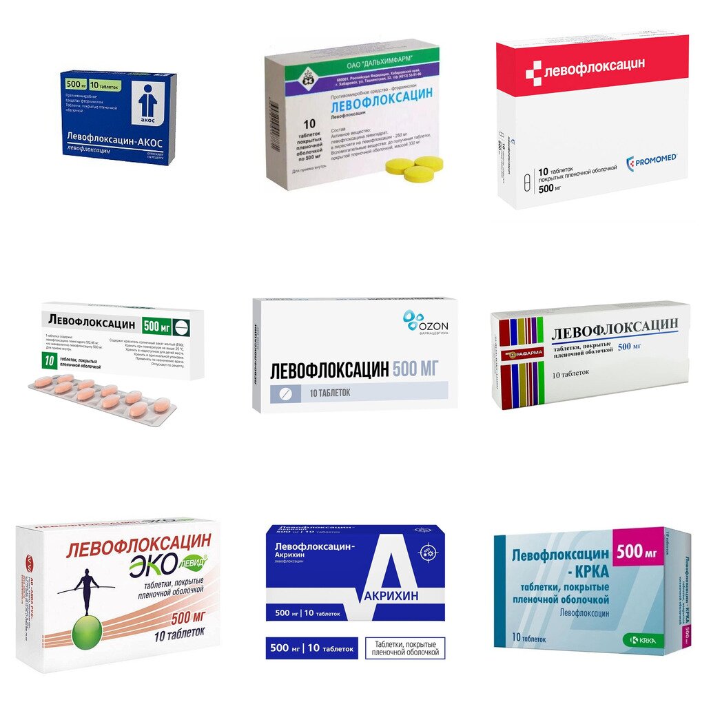 Левофлоксацин таблетки 500 мг 10 шт. (любой производитель)