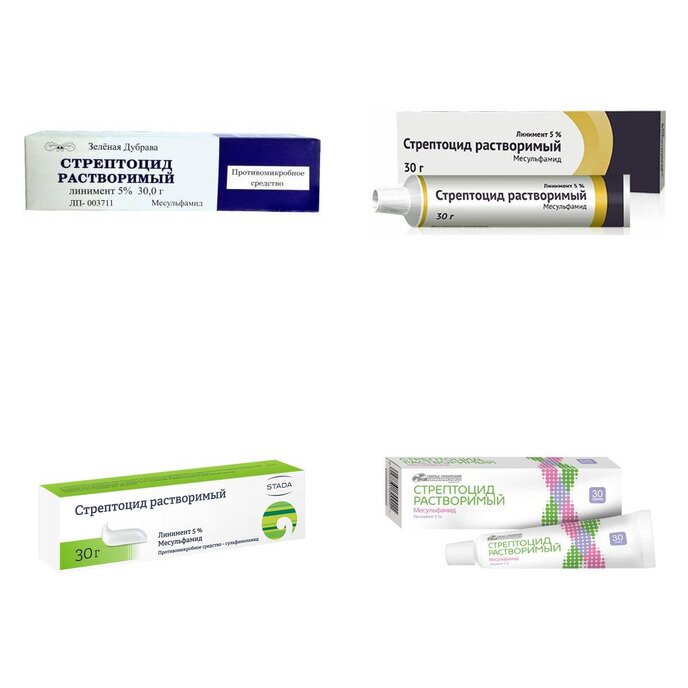 Стрептоцид растворимый линимент 5% 30 г (любой производитель)