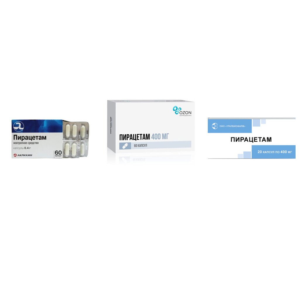 Пирацетам капсулы 400 мг 60 шт. (любой производитель)