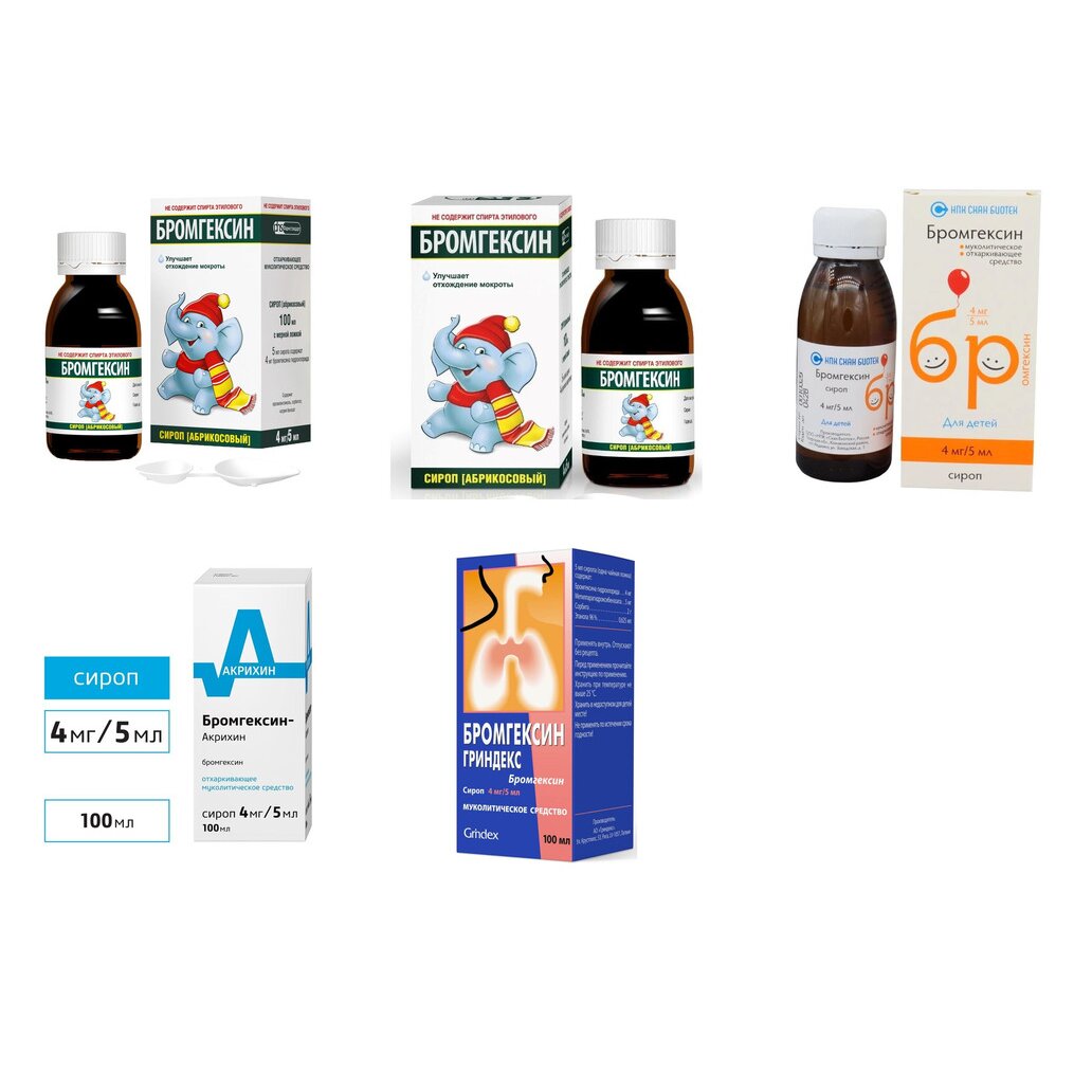 Бромгексин сироп 4 мг/5 мл 100 мл (любой производитель)