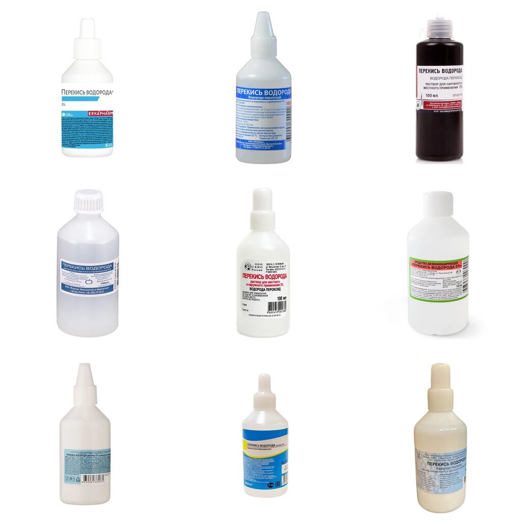Перекись водорода раствор для местного и наружного применения 3% 100 мл (любой производитель)