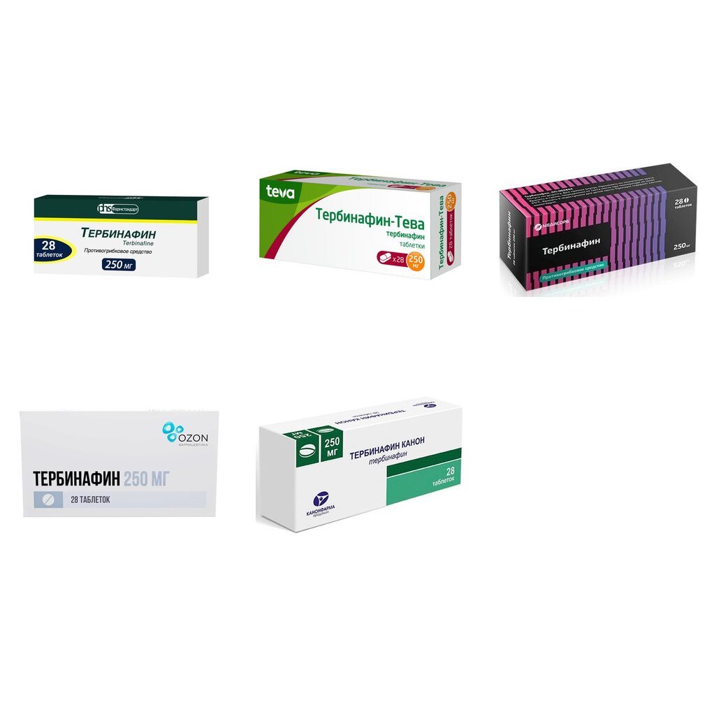 Тербинафин таблетки 250 мг 28 шт. (любой производитель)
