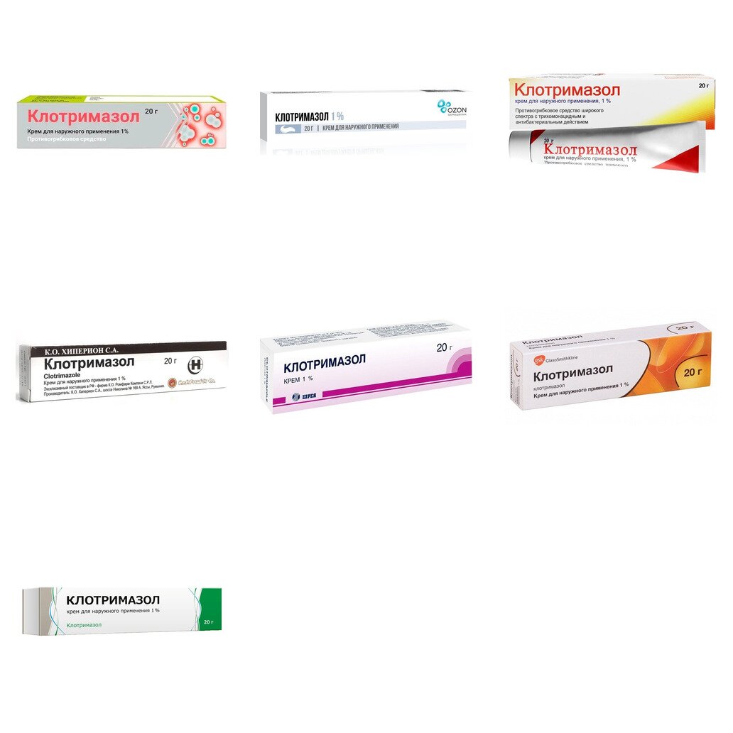 Клотримазол крем для наружного применения 1% 20 г (любой производитель)