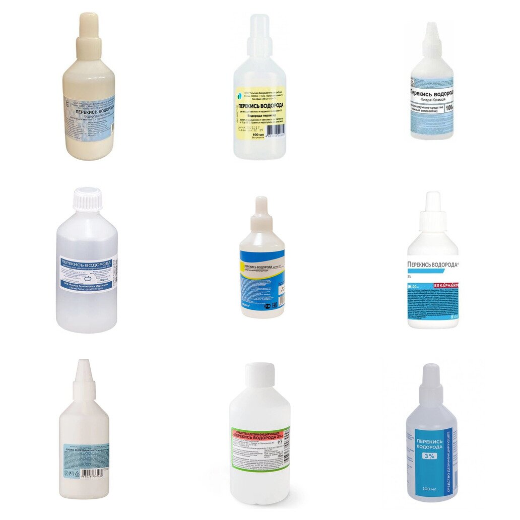 Перекись водорода раствор для местного и наружного применения 3% 100 мл (любой производитель)