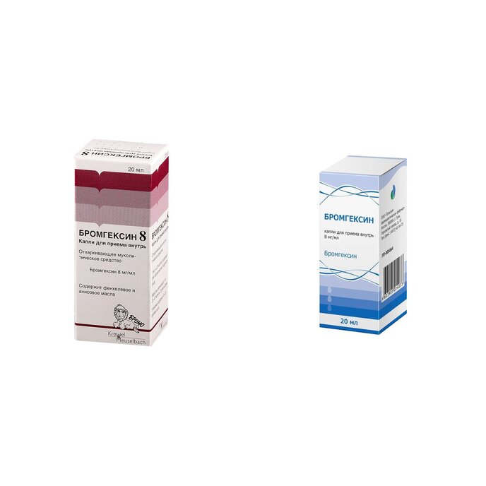 Бромгексин капли для приема внутрь 8 мг/мл 20 мл флакон 1 шт. (любой производитель)