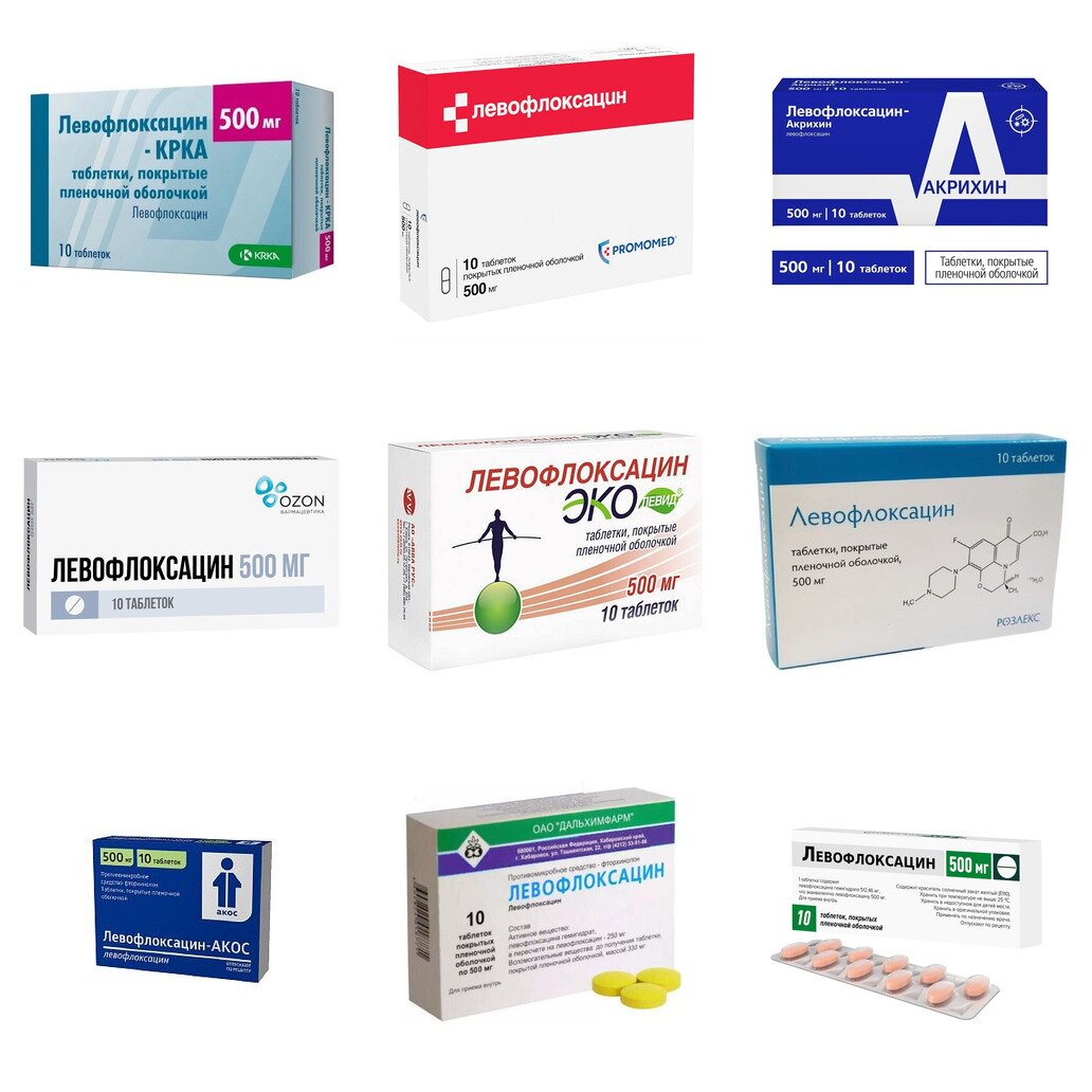 Левофлоксацин таблетки 500 мг 10 шт. (любой производитель)