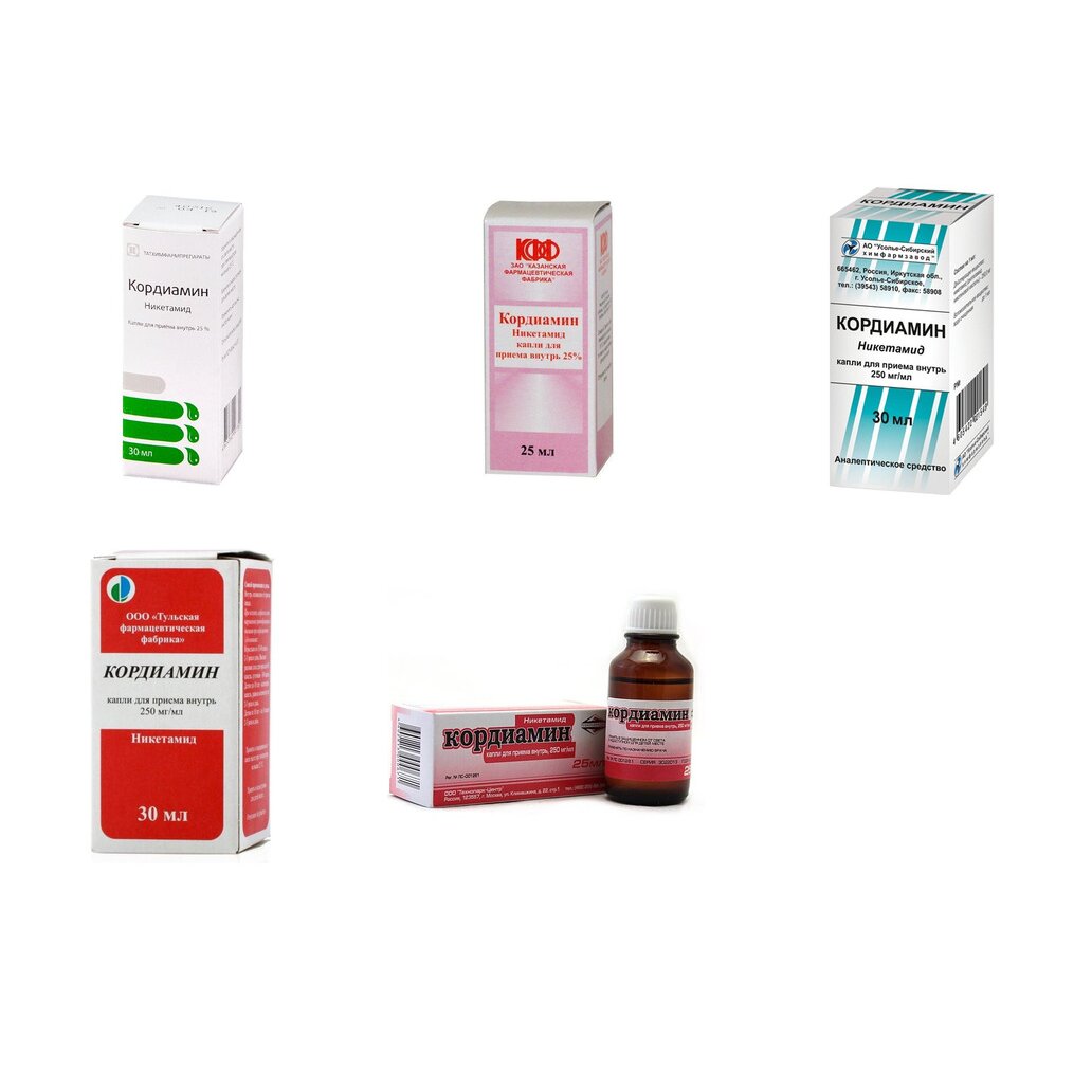 Кордиамин капли для приема внутрь 250 мг/мл 30 мл (любой производитель)