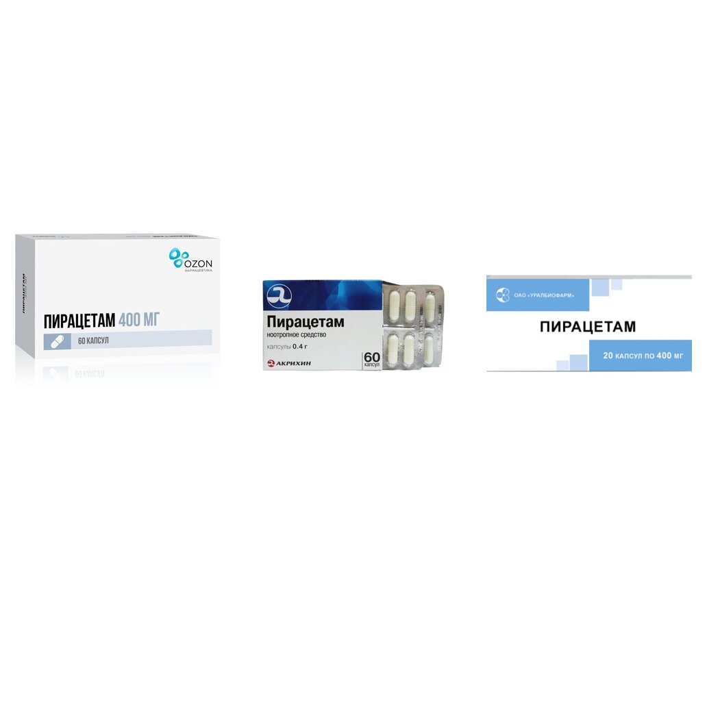 Пирацетам капсулы 400 мг 60 шт. (любой производитель)