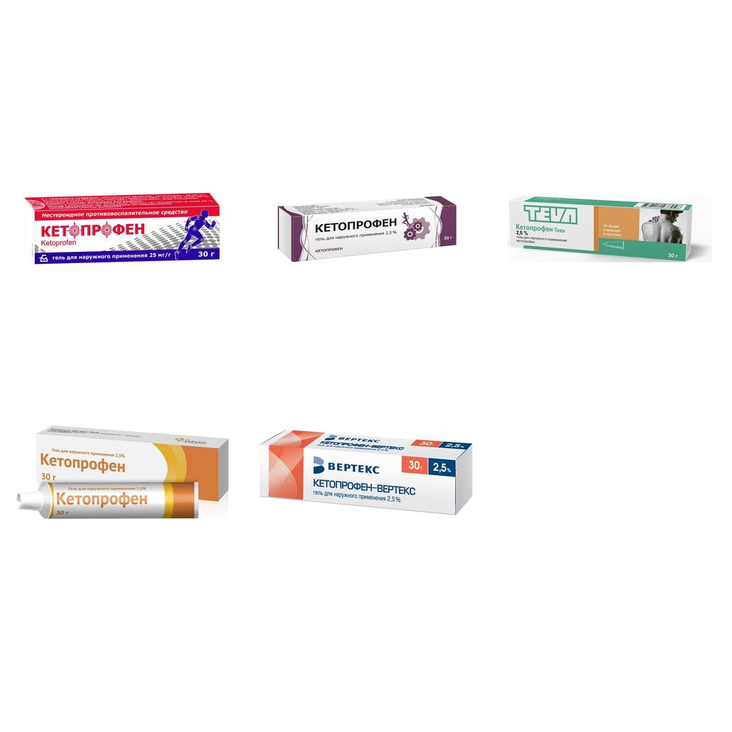 Кетопрофен гель 2,5% 30 г (любой производитель)