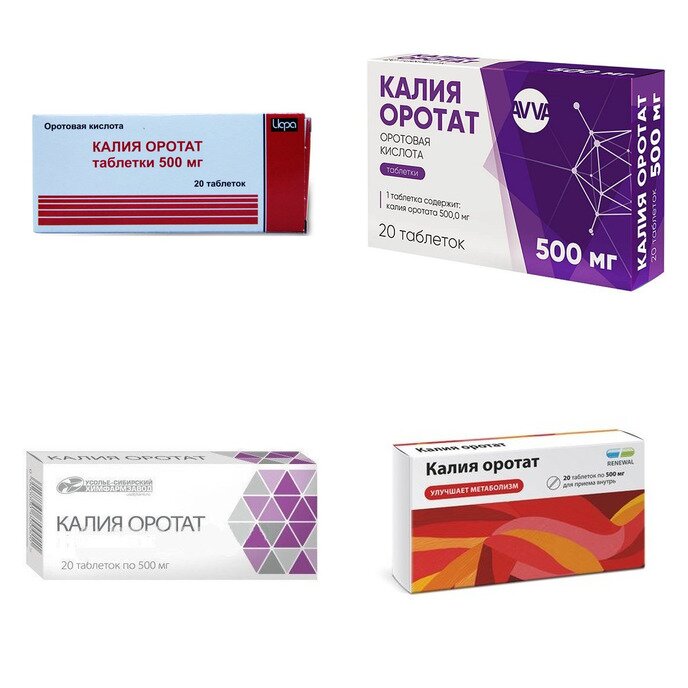 Калия оротат таблетки 500 мг 20 шт. (любой производитель)