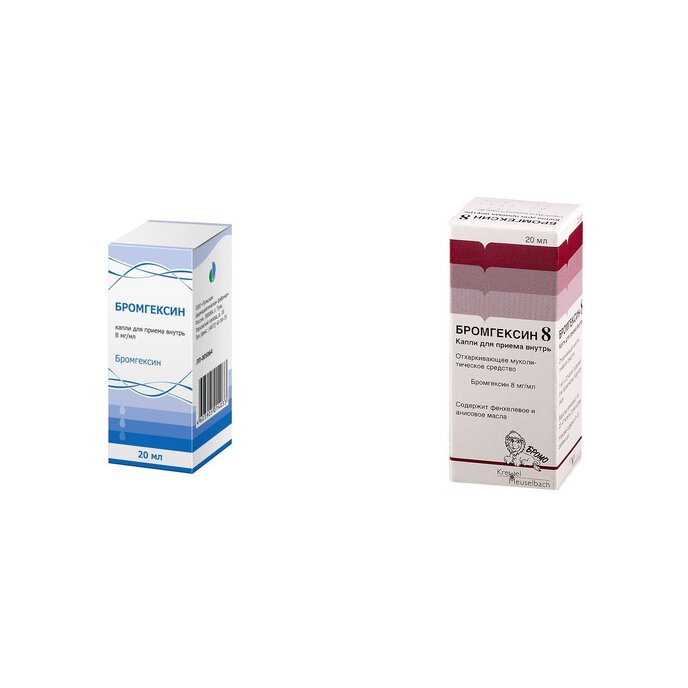 Бромгексин капли для приема внутрь 8 мг/мл 20 мл флакон 1 шт. (любой производитель)