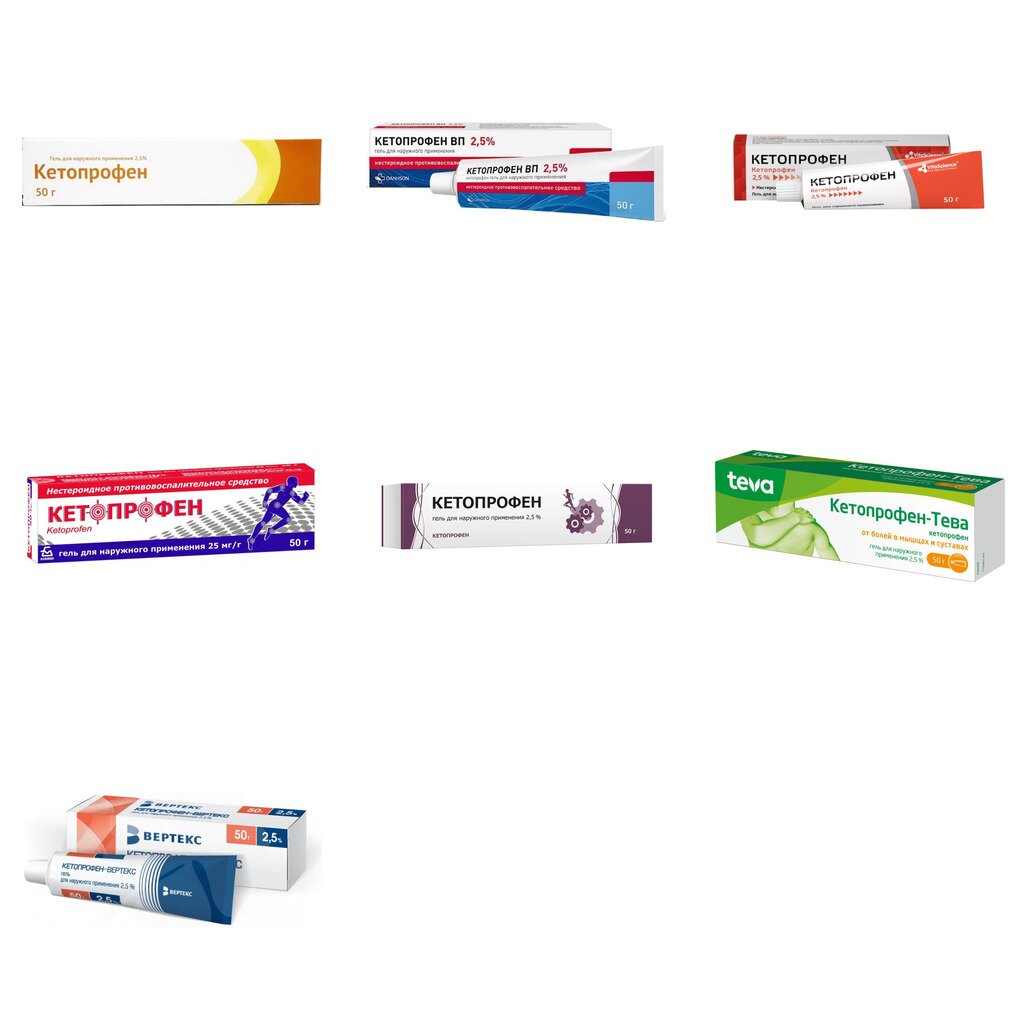 Кетопрофен гель 2,5% 50 г (любой производитель)